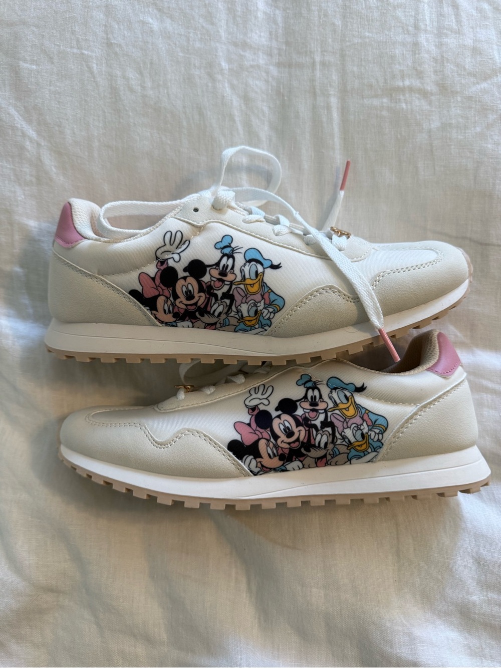 Disney White Sneakers with Pink and Blue Character Print